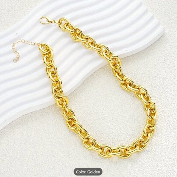 Simple Punk Chunky Chain Necklace for Women - Zinc Alloy, No Plating, Versatile - Picture 3 of 6